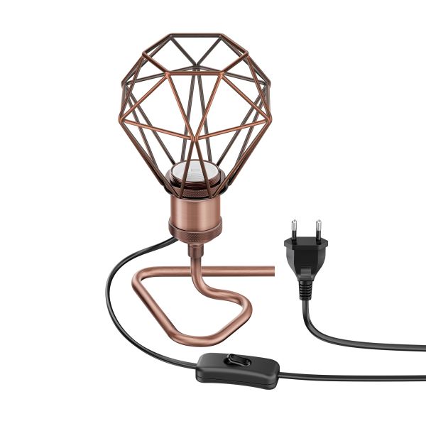 Tischlampe RETRA, Schalter, E27 Fassung, Käfig-Schirm (Farbe, Leuchtmittel wählbar)