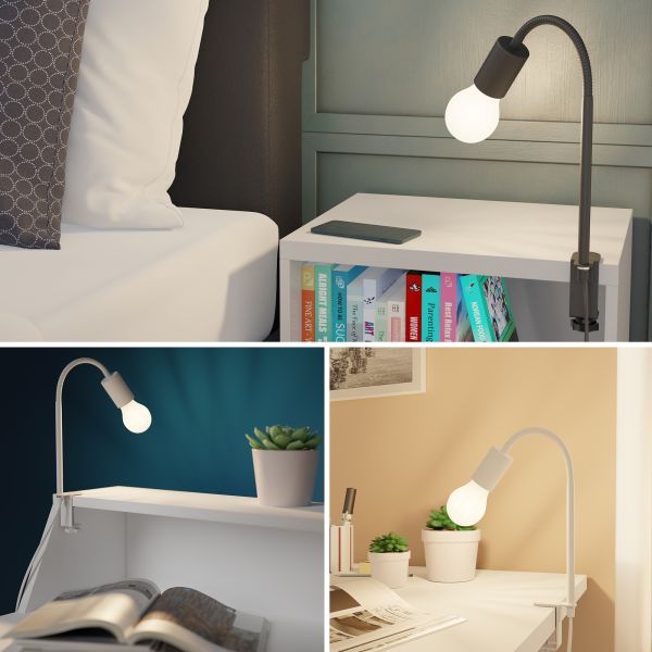 Klemmleuchte LELE mit Schwanenhals, E27 LED Lampe, Smart Home (Farbe, Leuchtmittel wählbar) Auslauf