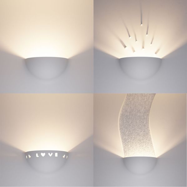 Gips Wandleuchte GIEDI DIY, Einbau, inkl. Smart Home RGBW E14 LED Lampe, 4,925W, 572lm Günstig kaufen