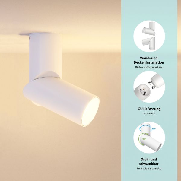 Deckenleuchte DAISI, weiß matt + Smart Home RGBW GU10 LED Lampe 473lm Großer Ausverkauf