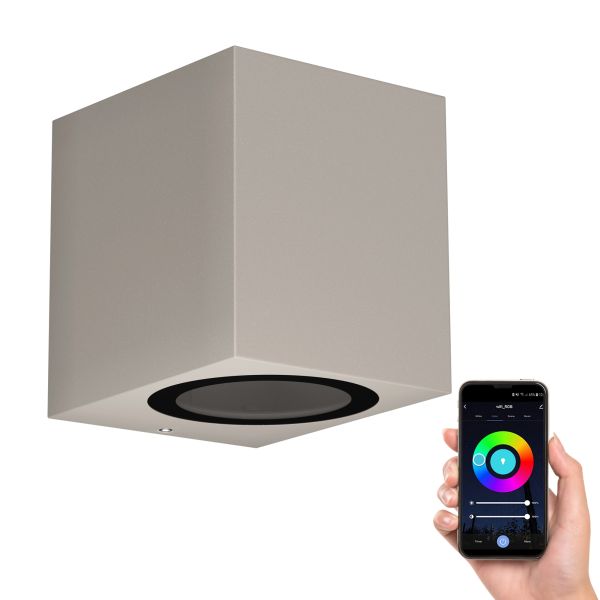 Wandleuchte ALSE Downlight für außen, Aluminium, eckig, inkl. Smart Home RGBW GU10 LED Lampe, 5,41W, 473lm (Farbe wählbar)