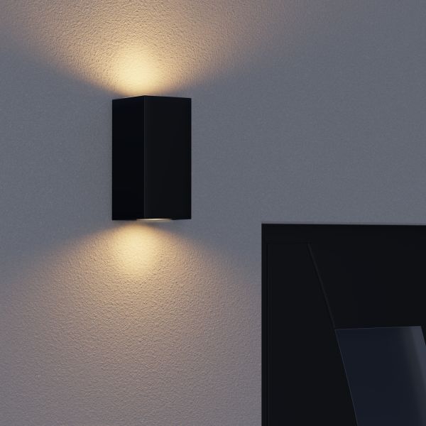 Wandleuchte ALSE für außen, Aluminium, IP54, zweiflammig, eckig, GU10 Up & Downlight (Farbe, Leuchtmittel wählbar) Weihnachtsangebot