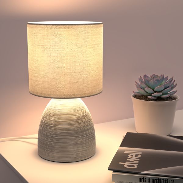 Tischlampe CALA, Keramik, Stoffschirm (Stecker, Schalter) (Leuchtmittel, Farbe wählbar) Neuheiten