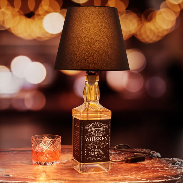 Tischlampe FLAKO, Schalter, Bakelit, Textilkabel, Lampenschirm, ohne Flasche, ohne Leuchtmittel (Farbe, Leuchtmittel wählbar) Bestseller