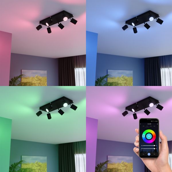 Deckenstrahler WAIKA, sechsflammig, inkl. Smart Home RGBW GU10 LED Lampen je 473lm (Farbe wählbar) Tiefpreis