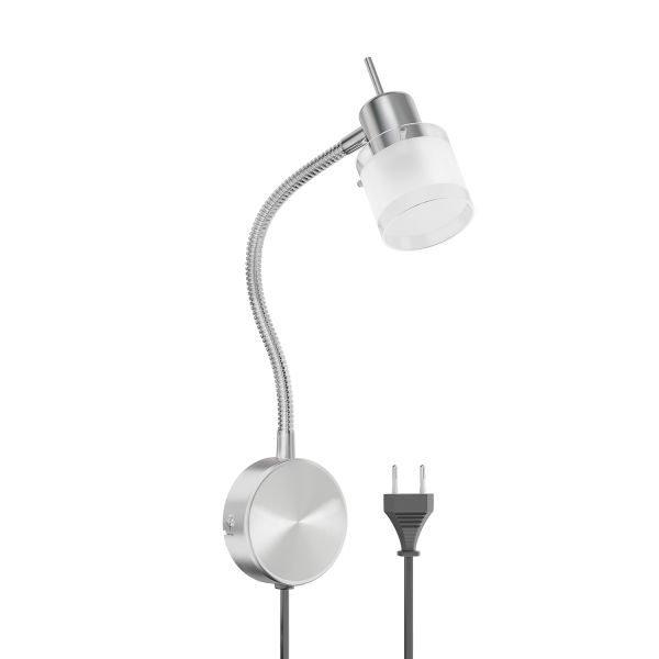 Leselampe MIRAS mit Schalter und Stecker chrom matt GU10 Wand-Leuchte (Leuchtmittel wählbar)