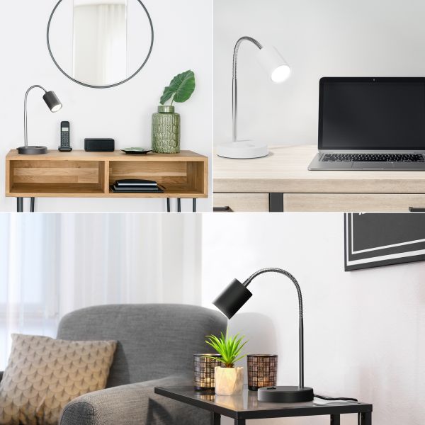 Tischleuchte WAIKA mit Schwanenhals und Schalter, inkl. Smart Home RGBW GU10 LED Lampe, 5,41W, 473lm (Farbe wählbar) Bis zu 60% Rabatt