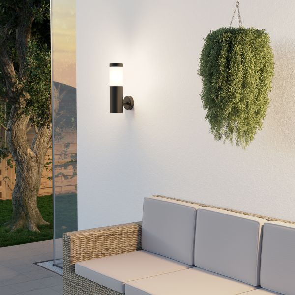 Wandleuchte PORU für außen, Edelstahl, rund + LED Smart Home RGBW Lampe, 892lm (Farbe wählbar) Sonderangebot der Fabrik