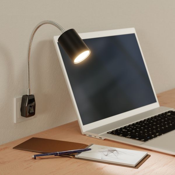 GU10 Steckdosenlampe WAIKA Schwanenhals, Schalter, inkl. Smart Home RGBW GU10 LED (Farbe wählbar) Fabrikladen