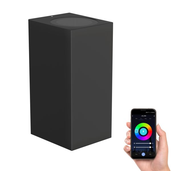 Wandleuchte ALSE Up- & Downlight für außen, Aluminium, eckig, inkl. 2 Smart Home RGBW GU10 LED Lampen, je 10,82W, je 473lm (Farbe wählbar)