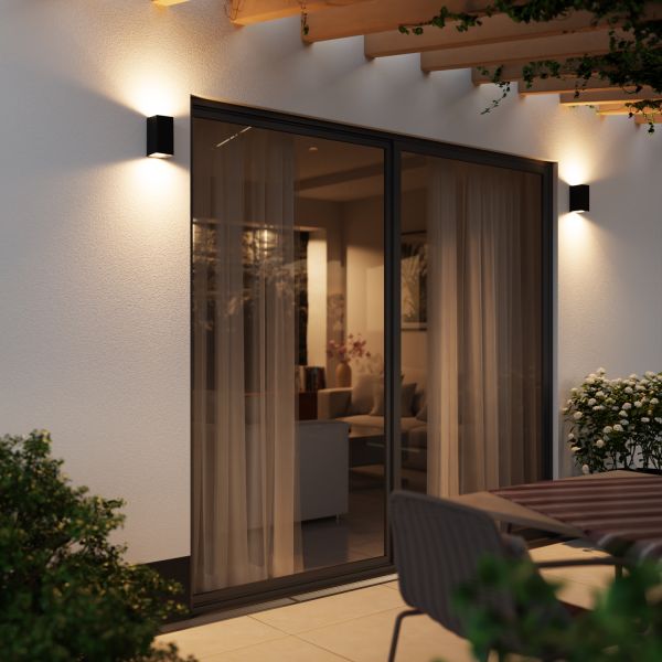 Wandleuchte ALSE Up- & Downlight für außen, Aluminium, eckig, inkl. 2 Smart Home RGBW GU10 LED Lampen, je 10,82W, je 473lm (Farbe wählbar) Speichern exportieren