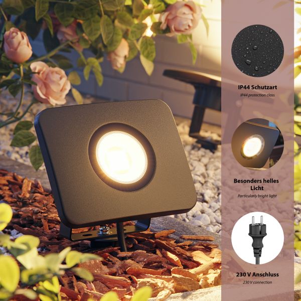 LED Gartenstrahler Wega mit Erdspieß für außen, schwarz, 28,005W, 2361lm, warm-weiß Rabatte dieses Monats
