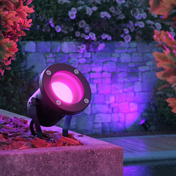 Gartenstrahler mit Erdspieß MIBU für außen, Edelstahl, inkl. Smart Home RGBW GU10 LED Lampe, 5,41W, 473lm (Farbe wählbar) Outlet