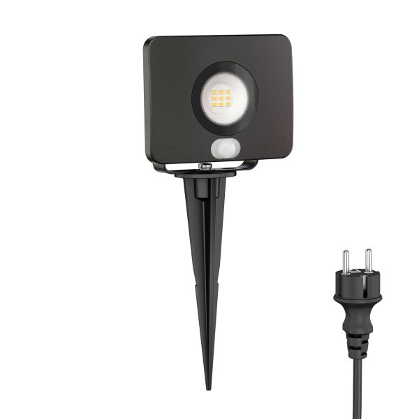 LED Gartenstrahler Wega mit Erdspieß für außen mit Bewegungsmelder, schwarz 10,8W (Lichtfarbe wählbar)