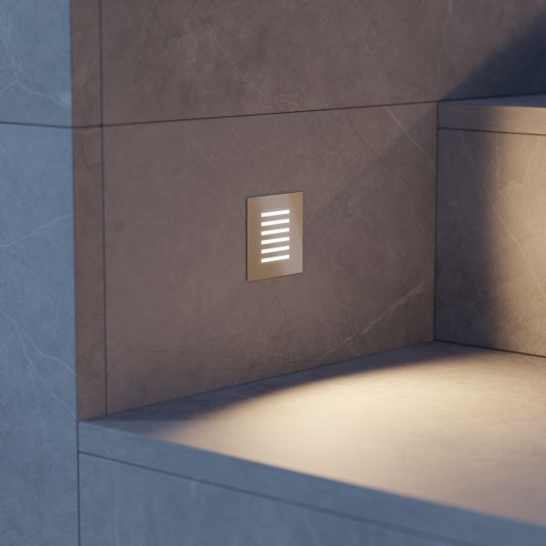 LED Treppenlicht / Wandeinbauleuchte FEX für innen und außen, Gitter, eckig, 85 x 85mm (Lichtfarbe wählbar) Günstiger Verkauf