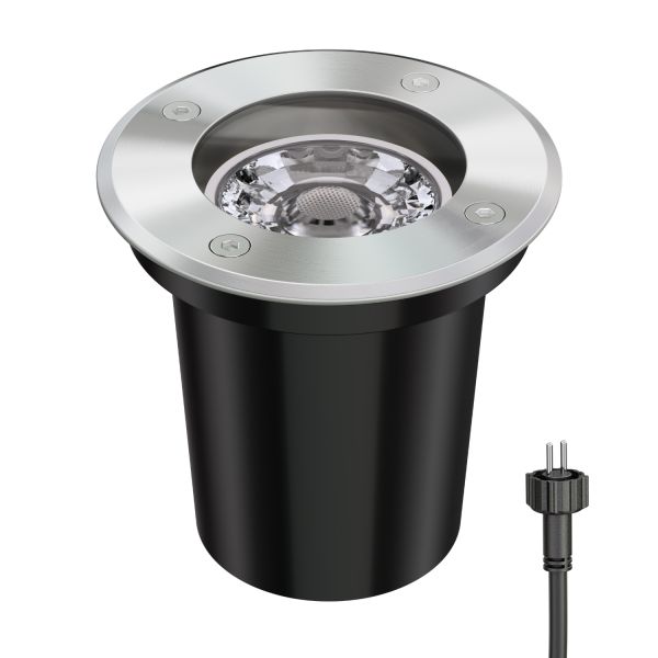 Bodeneinbaustrahler BOJA für außen Edelstahl rund IP67 108mm Ø (Leuchtmittel, Set Vorschaltgerät wählbar)