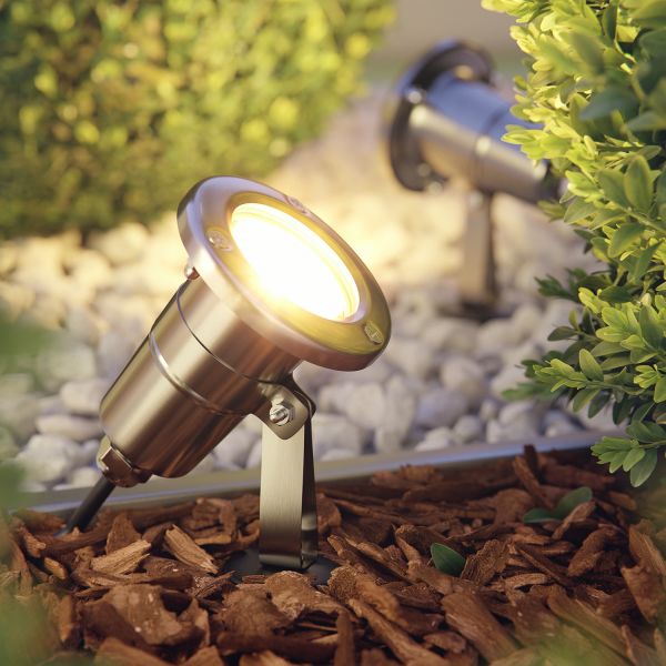 Gartenstrahler MUK mit Erdspieß für außen, Edelstahl (Leuchtmittel, Set Vorschaltgerät wählbar) Günstig kaufen
