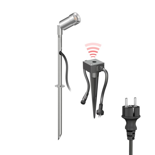 LED Gartenstrahler Spico mit Erdspieß und Dämmerungssensor für außen, IP44 (Lichtfarbe, Set, Farbe wählbar)