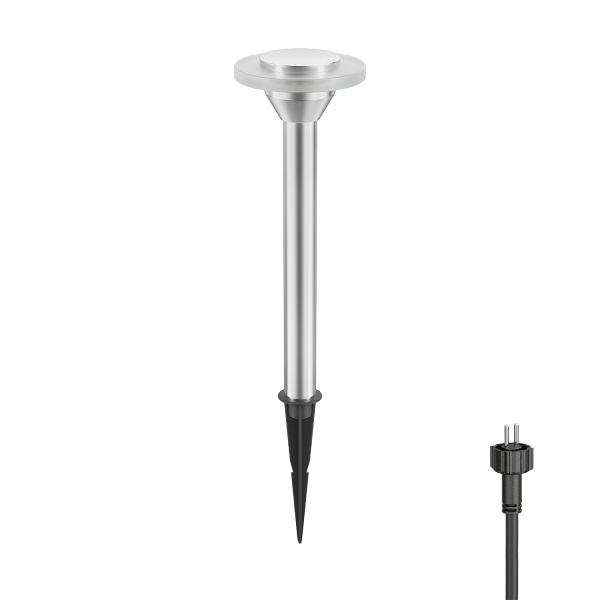 LED Gartenleuchte ALF chrom matt mit Erdspieß für außen, IP44 (Lichtfarbe, Set Vorschaltgerät wählbar)