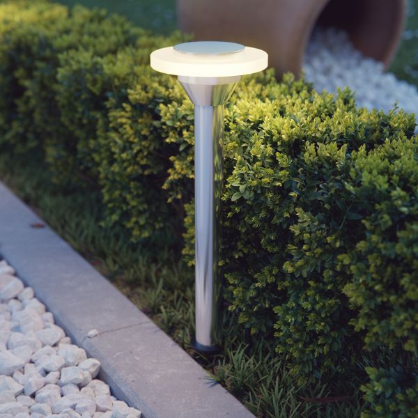 LED Gartenleuchte ALF chrom matt mit Erdspieß für außen, IP44 (Lichtfarbe, Set Vorschaltgerät wählbar) Lagerräumung