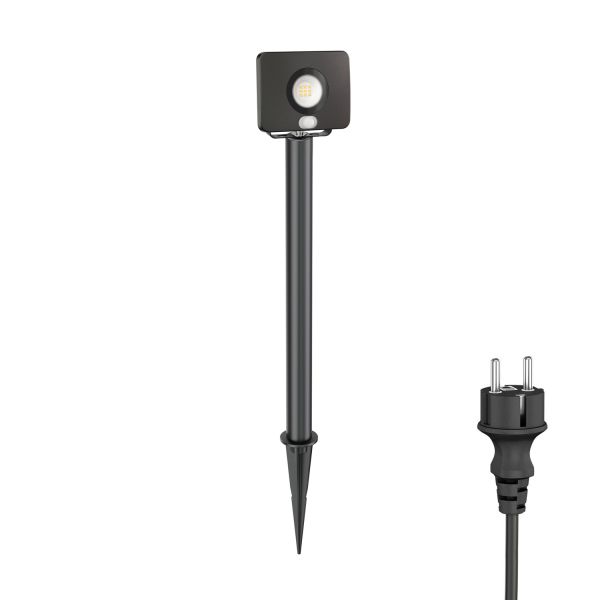 LED Gartenstrahler Wega mit Erdspieß und 40cm Sockel für außen mit Bewegungsmelder, schwarz, 10,8W (Lichtfarbe wählbar)