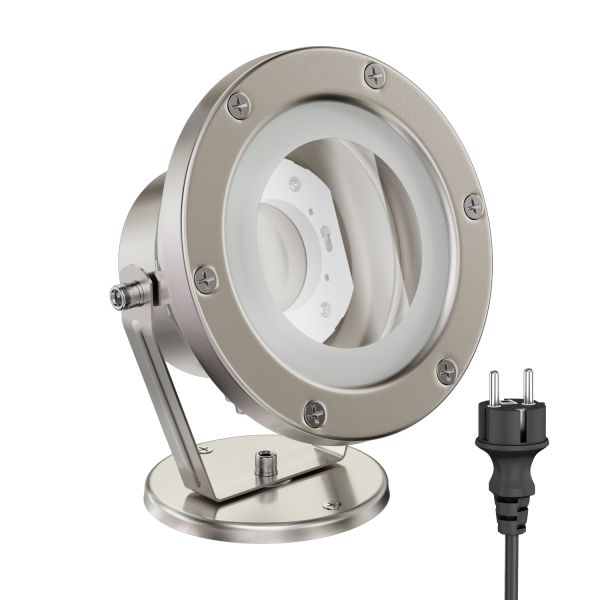 LED Gartenstrahler BULA für außen, Edelstahl (Leuchtmittel wählbar) Räumungsverkauf