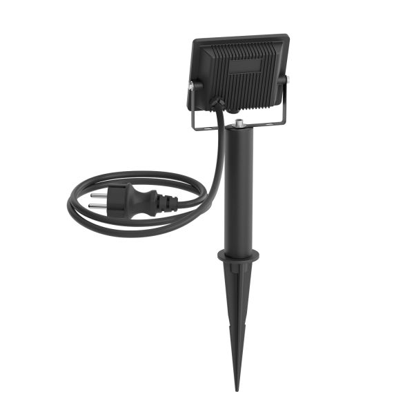 LED Gartenstrahler FLIN mit Erdspieß, 15cm Sockel & Stecker für außen, schwarz, Scheinwerfer, IP66 wasserfest, 10,93W 837lm warm-weiß VIP-Rabatte