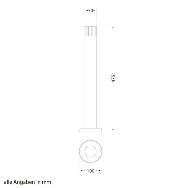 LED Wegelicht / Pollerleuchte / Gartenleuchte PILLAR für außen, IP54, 48 cm, aluminium, warmweiß Tiefpreis