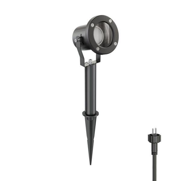 Gartenstrahler KUK mit Erdspieß für außen, Edelstahl, schwarz (Leuchtmittel, Set Vorschaltgerät wählbar)