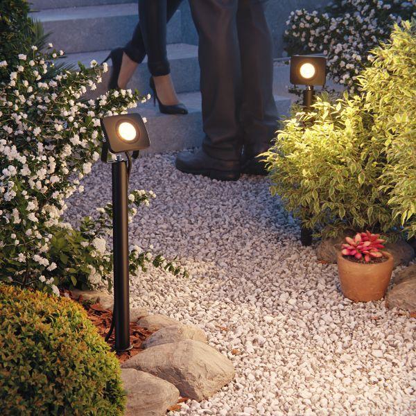 LED Gartenstrahler Wega mit Erdspieß und 40cm Sockel für außen, schwarz, 9,46W (Lichtfarbe wählbar) Letzter Tag