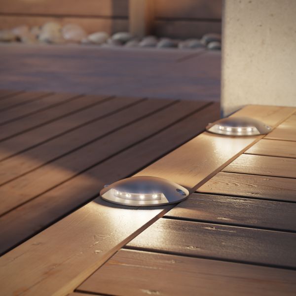 LED Boden-Aufbau-Leuchte Bunda 2-Beam, mit Dämmerungssensor, befahrbar (Farbe, Lichtfarbe, Set wählbar) Vierteljährliche Förderung