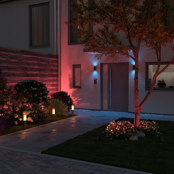 Wandleuchte ALSE Up- & Downlight für außen, Aluminium, rund, inkl. 2 Smart Home RGBW GU10 LED Lampen, je 10,82W, je 473lm (Farbe wählbar) Bis zu 55% Rabatt