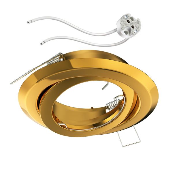 Deckeneinbaurahmen FABI, rund, schwenkbar, gold glänzend, inkl. GU5.3 Fassung