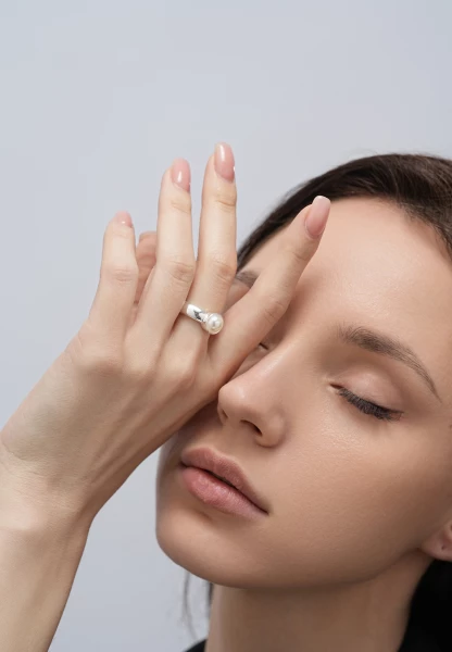 Leslii Ring silber Perle Kostenlose Rückgabe