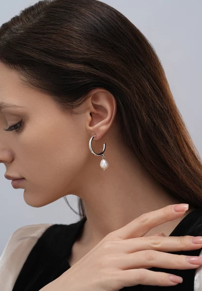 Leslii Creolen Pearls Silber Kostenlose Rückgabe