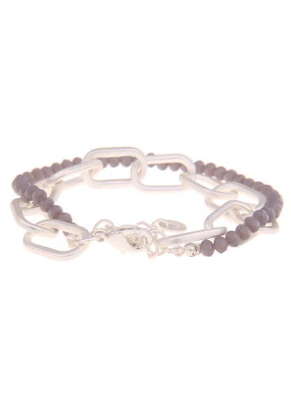 Leslii Armband Glieder Glasperlen in Silber Grau Exklusive Angebote