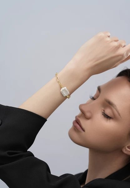 Leslii Armband Glieder Perle in Gold Kostenlose Rückgabe