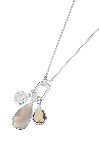 Leslii Lange Kette Tropfen-Anhänger Silber Braun Clearance-Verkauf