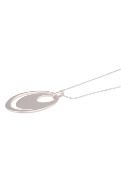 Leslii Lange Kette Oval-Anhänger Matt Silber Fabrikladen