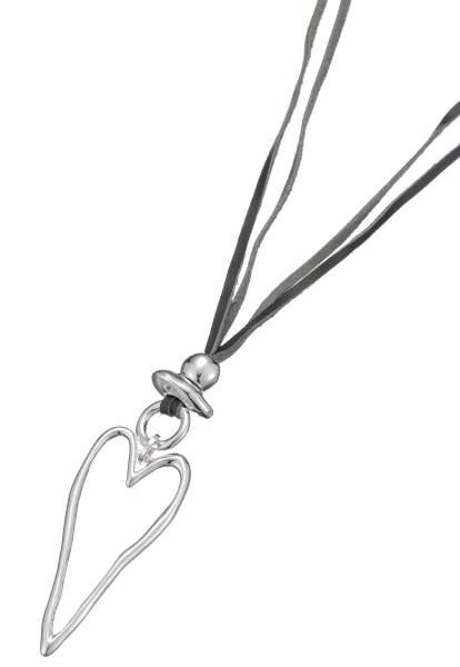 Leslii Lange Halskette Herz in Silber Grau Black Friday Preise