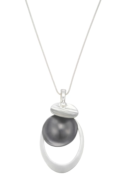 Leslii Lange Halskette Matt Oval Silber Schwarz Online