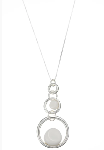 Leslii Lange Halskette Ringe Silber Weiß Outlet