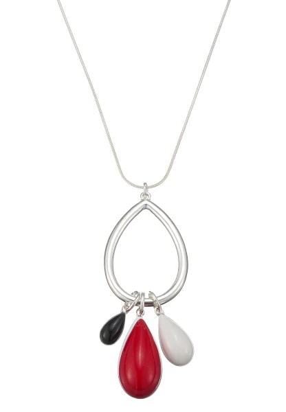 Leslii Lange Kette Tropfen in Silber Rot im Angebot
