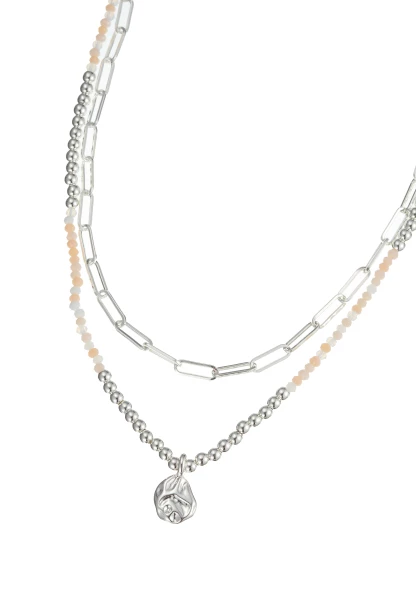 Leslii Kurze Kette Layering Glasperlen Beige Fabrikpreis