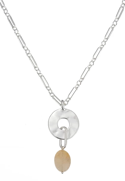 Leslii Lange Halskette Stone Silber Braun Großer Ausverkauf