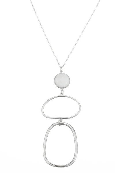 Leslii Lange Kette Oval Stein Edelstahl Silber Exklusivangebot
