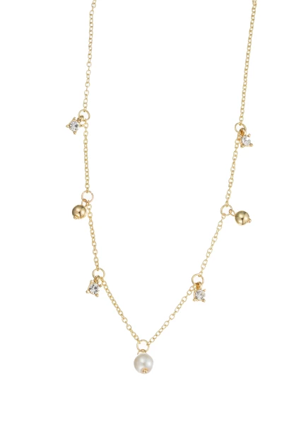 Leslii Kurze Kette Perle Kristall Gold Muttertagsangebot