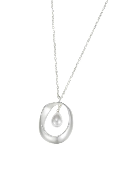 Leslii Lange Halskette Perlen Oval in Silber Jubiläumsangebot