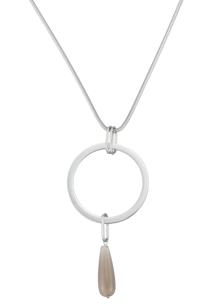 Leslii Lange Kette Ring Tropfen Edelstahl Silber Neueste Mode