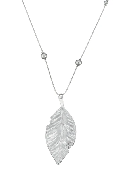 Leslii Lange Kette Blatt Edelstahl Silber Online Outlet